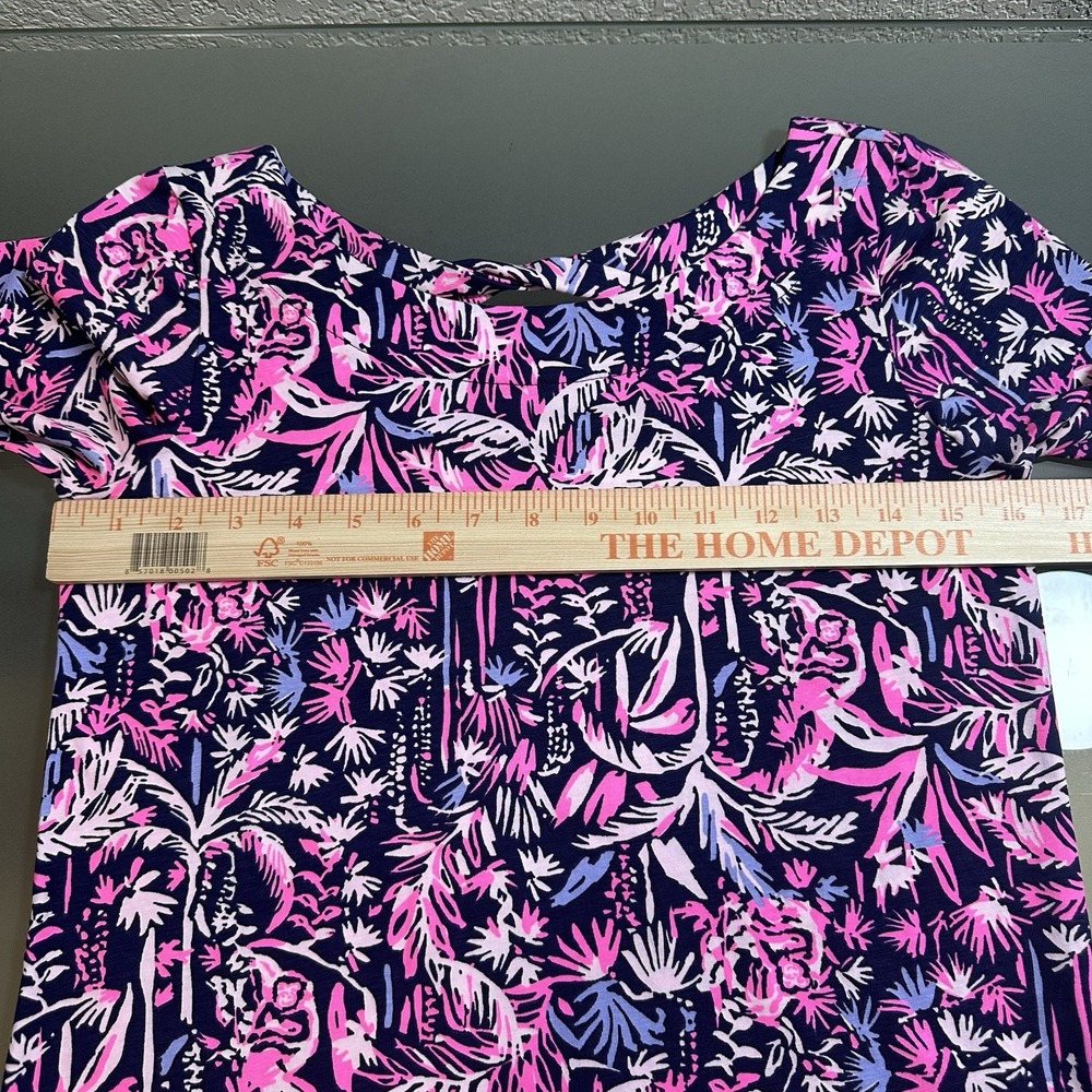 Lilly Pulitzer Sz XS Long Sleeve‎ Top Navy Pink Tropical Twist Back Cutout - Picture 6 of 6
